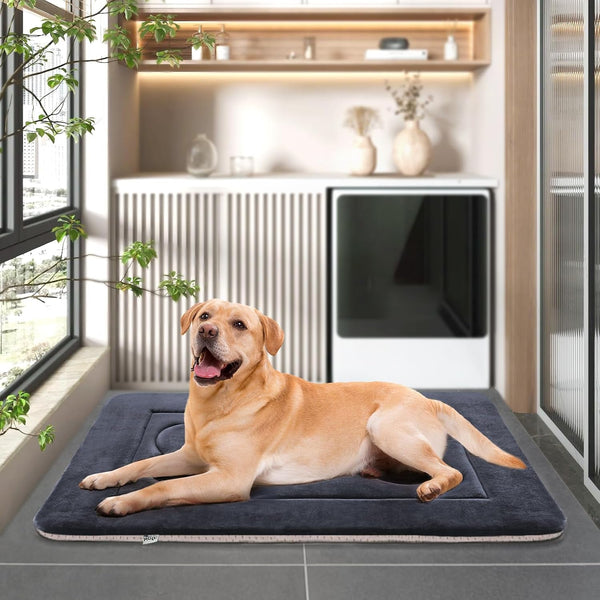 Large Dog Bed Soft Dog Crate Pad Mat, 42 in Non-Slip Bottom Washable Dog Sleeping Mattress Pet Beds Cat Bed Kennel Pad, Dark Blue Gray2