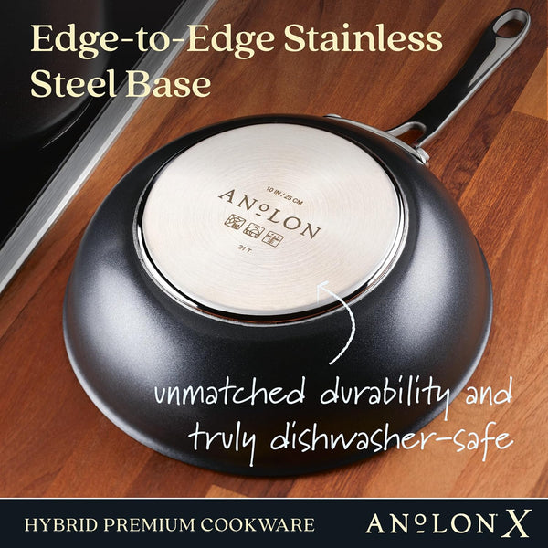 X Hybrid Nonstick Induction Stir Fry Wok Pan Cookware with Lid, Dishwasher Safe, Compatible with All Stovetops, 10 Inch - Charcoal Gray4