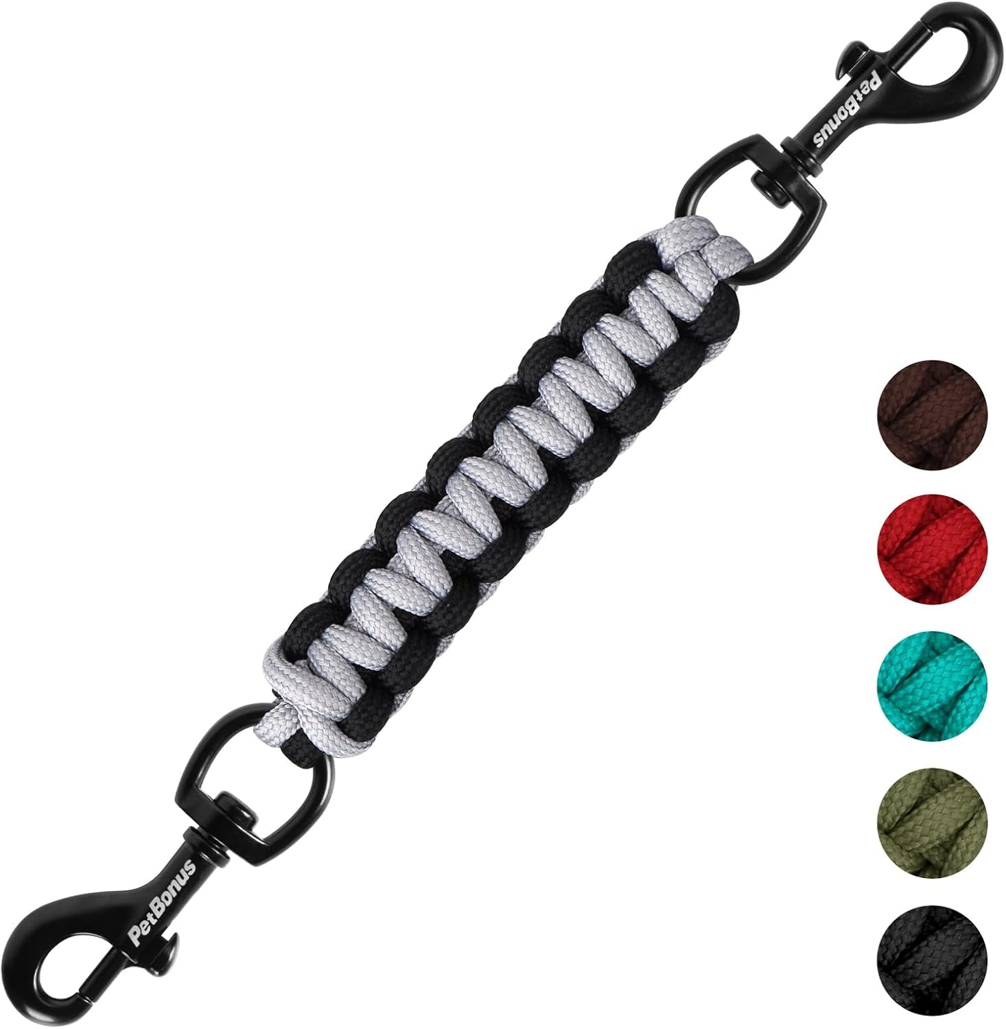 petbonus-dog-collar-safety-clip-handmade-prong-collar-to-harness-connector-dog-leash-backup-safety-strap-escape-proof-double-ended-clasp-lead-connector-for-pinch-collar-harness-black