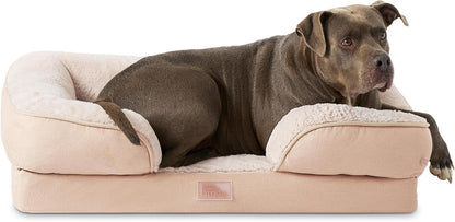 Town & Country Everyday Cuddletown Comfy Solid Bolster Sofa Pet Bed, Supportive & Calming Egg Crate Foam, Non-Slip Bottom, Machine Washable Cover, Grey, Medium 28"X23"X8"13