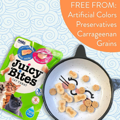 INABA Juicy Bites Grain-Free, Soft, Moist, Chewy Cat Treats with Vitamin E and Green Tea Extract, 0.4 Ounces per Pouch, 9 Pouches Total (3 per Bag), Scallop and Crab Flavor4