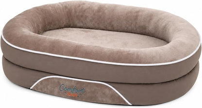 Comfort Beds Orthopedic Dog Bed with Calming Bolster Walls, Faux Fur Interior, Non-Slip Base, Brown1