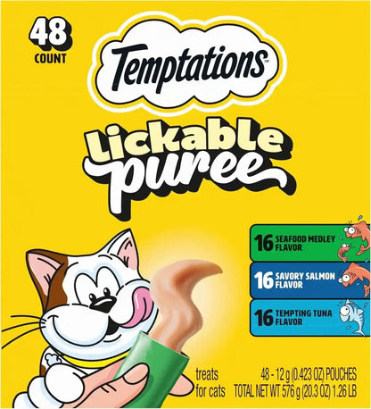 Temptations Creamy Puree Squeezable Lickable Cat Treats, Wet Cat Treats with Salmon, 0.42 Oz. Tubes, 24 Count - Packaging May Vary21