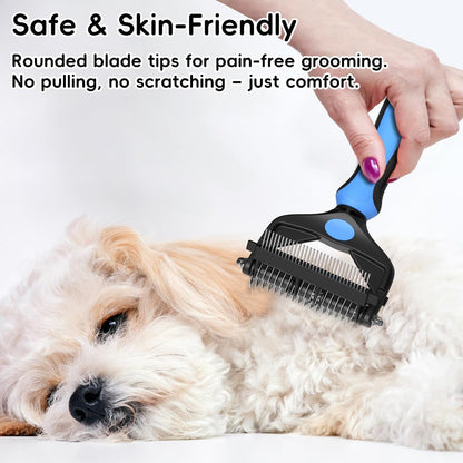 3-In-1 Professional Pet Grooming Brush for Dogs & Cats – Dematting Comb, Undercoat Rake & Deshedding Tool for Long & Short Hair, Heavy Shedding & Matted Fur (Blue)9
