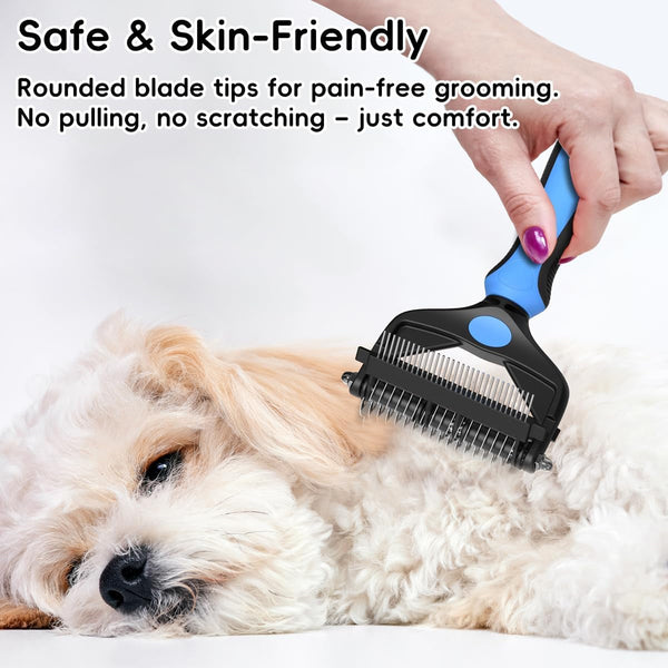 3-In-1 Professional Pet Grooming Brush for Dogs & Cats – Dematting Comb, Undercoat Rake & Deshedding Tool for Long & Short Hair, Heavy Shedding & Matted Fur (Blue)9