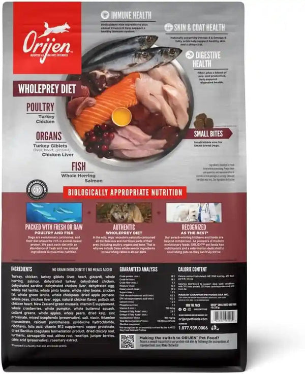 ORIJEN Grain Free WHOLEPREY Dry Dog Food Small Breed Recipe 4Lb. Bag | 85% Fresh or Raw Ingredients, Grain Free, High Protein, Made in the USA, Nourishing Organs, No Corn, Soy or Wheat2