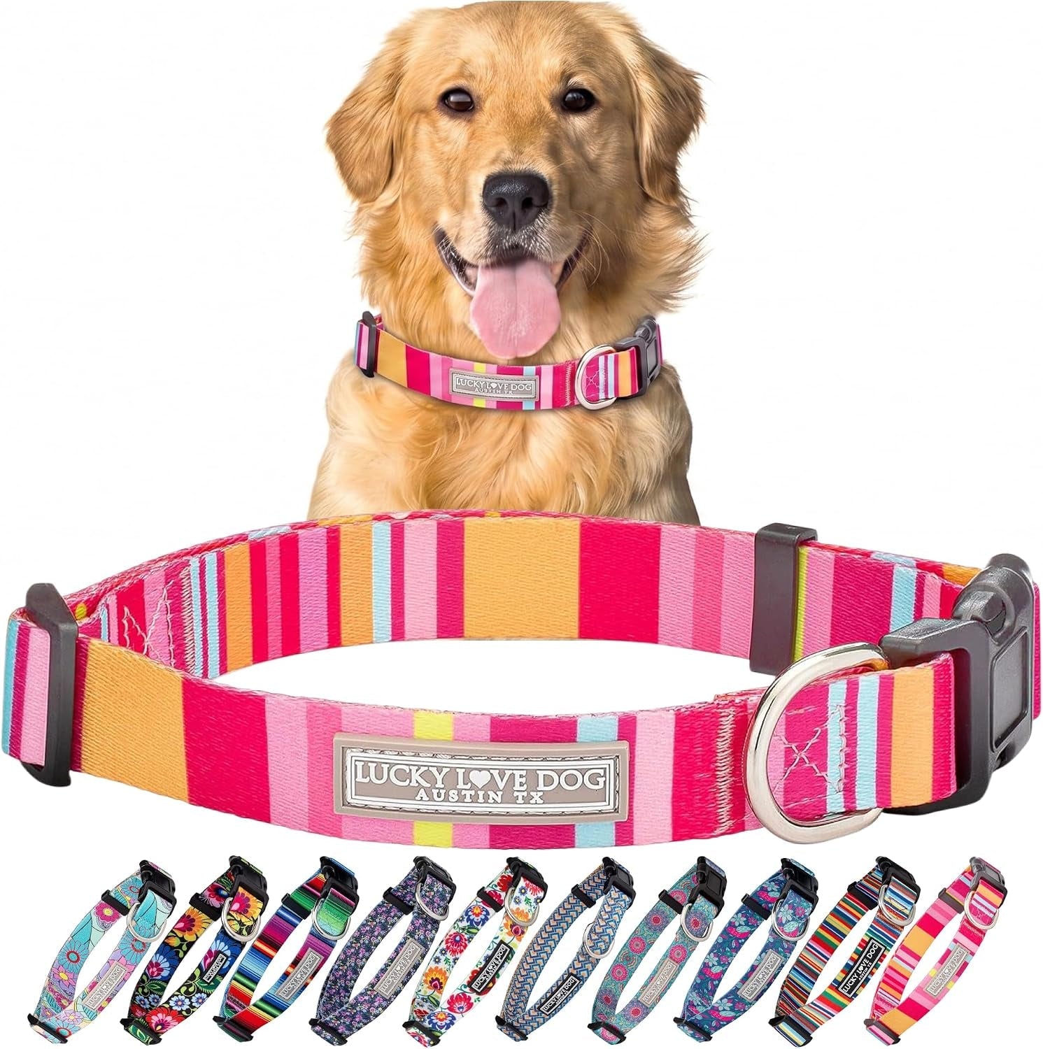 lucky-love-dog-easy-click-buckle-dog-collar-with-leash-set-combo-durable-comfortable-for-male-female-dogs-pet-collar-for-medium-dogs-secure-fit-blackbird-combo-medium