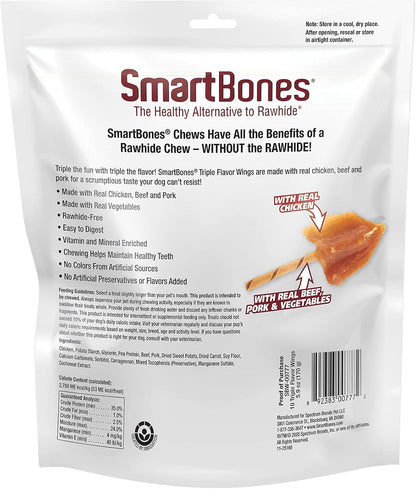 Smartbones Triple Flavor Wings Rawhide-Free Dog Treats, 10 Count | with Real Chicken, Beef & Pork, Easy to Digest Chew, No Artificial Preservatives or Flavors, for Adult Dogs2
