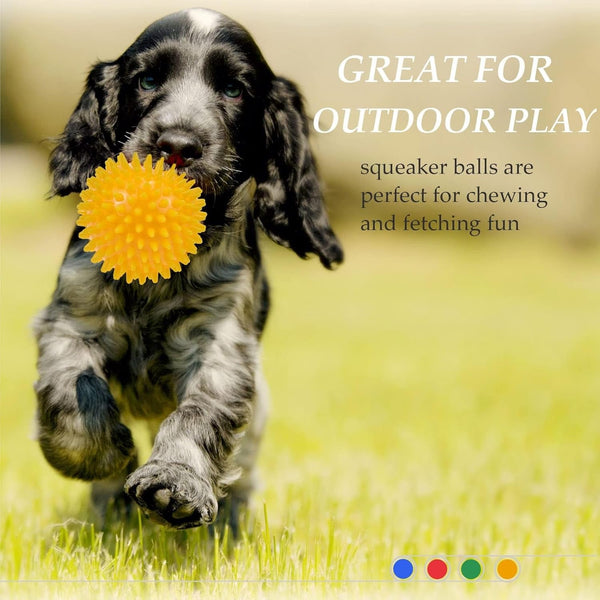 Dog Balls 4.5” Squeaky Dog Toys Spikey Ball for Aggressive Chewers Heavy Duty Teething Large Medium Durable Dogs Balls (4 Pack)8