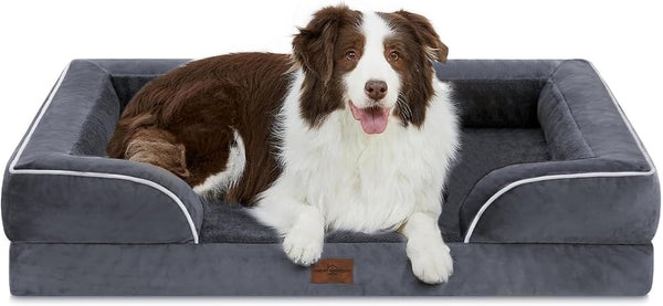 Comfort Expression Orthopedic Dog Bed for Extra Large Dogs with Bolster | Waterproof Dog Couch Bed with Washable Cover & Non-Slip Bottom, Supportive Egg Crate Foam XL Pet Bed, 42X30 Inch157