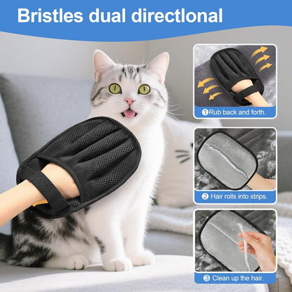 Pet Hair Removal Glove Cat & Dog, Electrostatic Reusable Hair Remover Tool | Upgraded Washable 5-Finger Pet Hair Remover Works for Laundry, Couch, Carpet & Car Seat, Removes Dog and Cat Fur Easily3