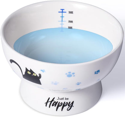 Raised Cat Food Bowl Ceramic 15° Tilted Cat Food Bowls Protect Cat'S Spine anti Vomiting Backflow Prevention Bowls for Adult Kitty, Kitten, and Small Dogs, Pink15