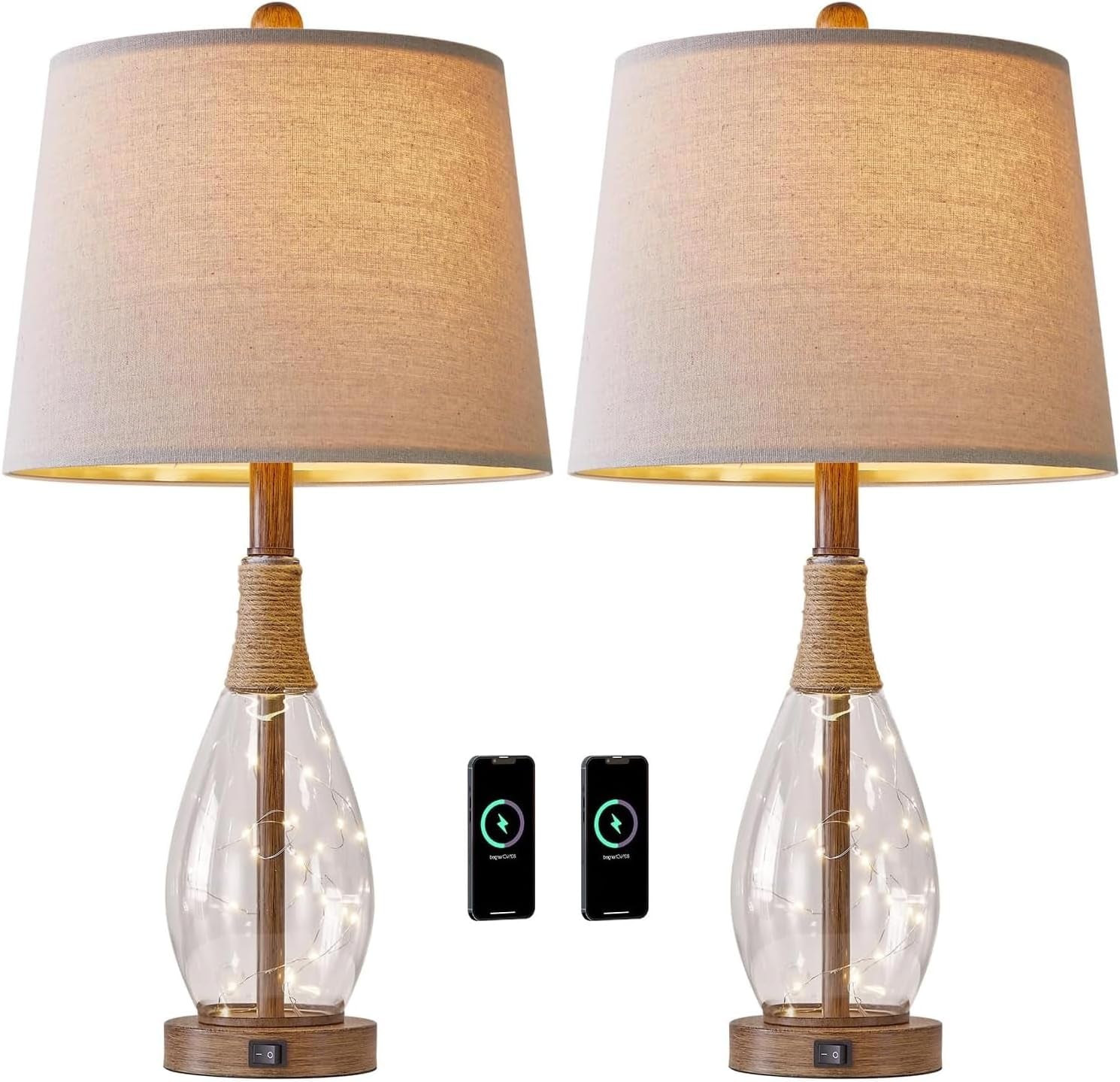 2-in-1-bedside-table-lamps-set-of-2-farmhouse-glass-lamp-wood-like-bedroom-lamps-for-nightstands-top-light-night-light-built-in-usb-with-bulb-boho-rattan-design-for-nursery-hallway