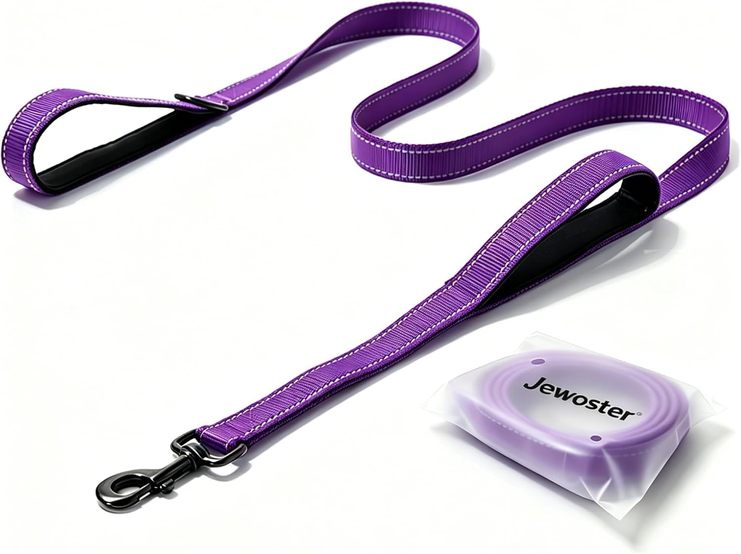 heavy-duty-dog-leash-2-handles-by-padded-traffic-handle-for-extra-control-6foot-long-perfect-for-medium-to-large-dogs-6-ft-black
