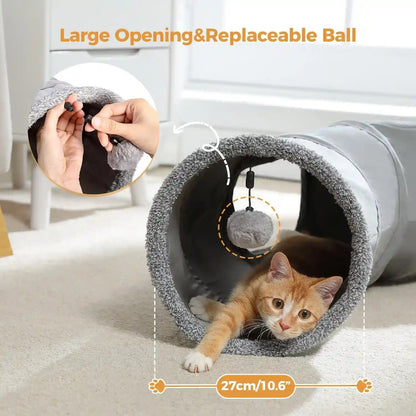 PAWZ Road Cat Tunnel S Shape Cat Tunnels for Large & Indoor Cats 51”Long | Durable, Spacious 10.5" Cat Tube with Peepholes & Dangling Ball Toy, Connected to Play Tunnels, Collapsible for Easy Storage4