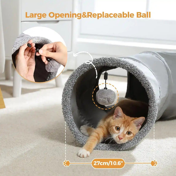 PAWZ Road Cat Tunnel S Shape Cat Tunnels for Large & Indoor Cats 51”Long | Durable, Spacious 10.5" Cat Tube with Peepholes & Dangling Ball Toy, Connected to Play Tunnels, Collapsible for Easy Storage4