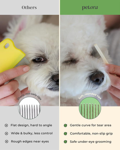 [Petora] BRUSH on ME Gentle Facial & Eye Comb for Dogs & Cats | Smooth & Stress-Free Tear Stain Remover | Fine-Tooth Grooming Tool with Rounded Tips | Comfortable Grip for Daily Pet Grooming4