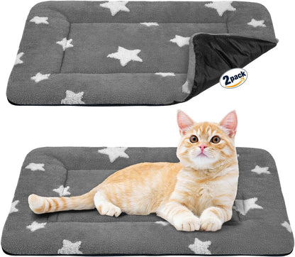 Mora Pets Cat Bed for Indoor Cats Washable Dog Crate Pad Cute Star Dog Bed Mat for Small Dogs Pet Kennel Pad for Cage Soft Flat Puppy Kitten Cushion Sleeping Anti-Slip Grey 22 X 1338