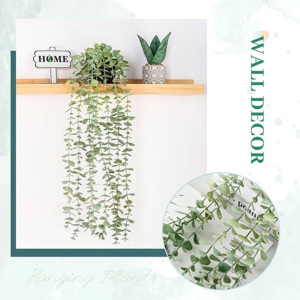 Fake Eucalyptus Hanging Plant for Boho Bathroom Wall Art Decor | Vintage Cascading Greenery Adds Vertical Texture, Atificial Farmhouse Plants Brings Natural Charm to Room, Shelf Decor7