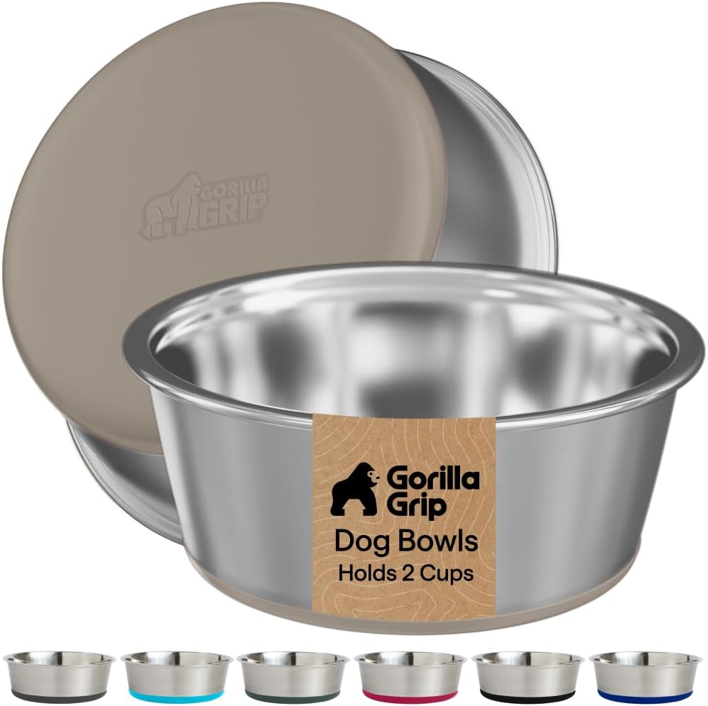 gorilla-grip-dog-bowls-food-grade-304-stainless-steel-holds-2-us-cups-each-16-fl-oz-food-and-water-bowl-for-feeding-dogs-and-cats-dishwasher-safe-rust-resistant-bpa-free-rubber-base-2-set-black