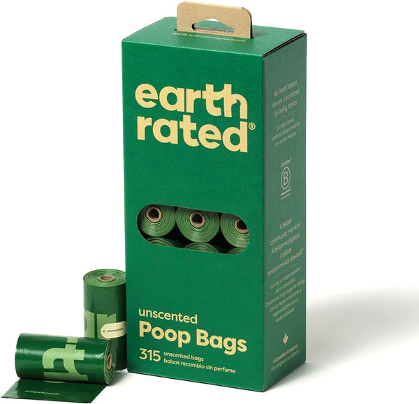 Earth Rated Dog Poop Bags on Refill Rolls, 315 Bags, Unscented | Guaranteed Leak Proof and Extra Thick Waste Bag Refill Rolls1