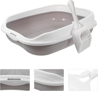 ARTIBETTER Semi-Enclosed Cat Litter Box with Scoop, Small Gray Kitten Litter Pan, Splash-Resistant Open Design, Pet Toilet for Cats and Kittens, Suitable for Indoor Housebreaking8