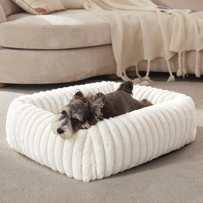 FURTIME Dog Bed for Small Dogs, Cat Beds for Indoor Cats Washable, Orthopedic Rectangle Soft Calming Puppy Bed with Removable Cover, Durable Pet Cuddler with Anti-Slip Bottom, Grey, S (20"X19"X6")19