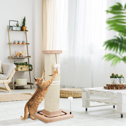LIFLIX 27" Cat Scratching Post, Sisal Cat Scratcher with Interactive Track Balls and Hanging Balls, Vertical Scratching Posts for Indoor Cats and Kittens7