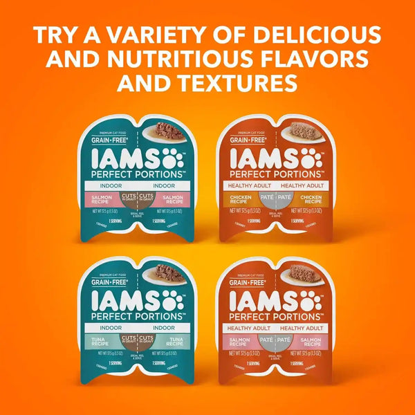 IAMS Perfect Portions Cuts in Gravy Wet Cat Food, Tuna & Salmon, 12 Count | Tuna & Salmon Cuts in Gravy, 2.6 Oz. Snap-Peel-Serve Twin Packs, Vitamin E Immune Support, Prebiotic Fiber, Made in USA9