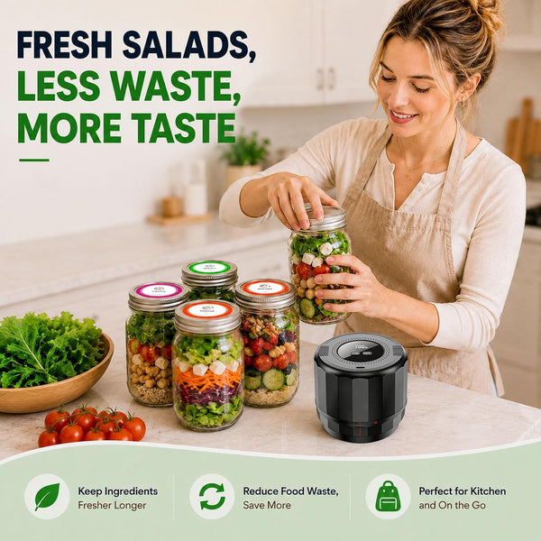 M11 Electric Mason Jar Vacuum Sealer Kit - with Wide and Regular Mouth Mason Lids, Jar Vacuum Sealer for Canning Jars, Vacuum Sealing Machine for Food Storage Black6