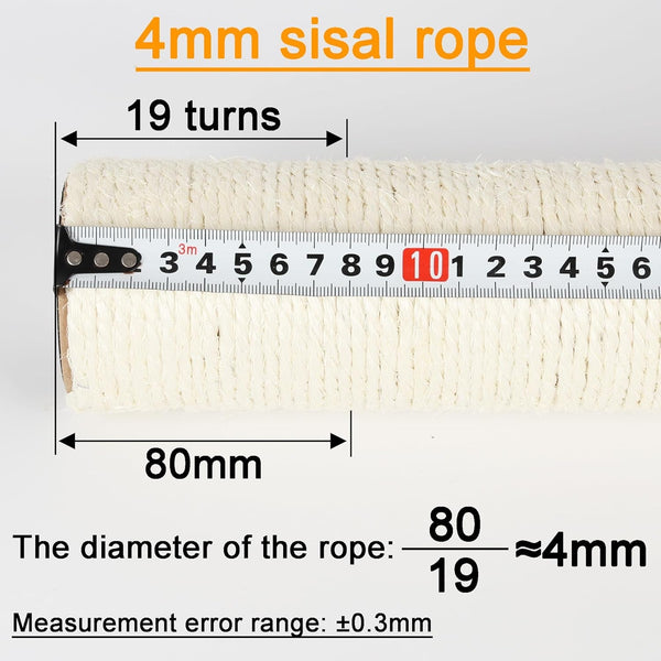 2.9In 7.4Cm Diameter Cat Scratching Post Replacement Sisal Pole Parts for Cat Tower (M10, 30Cm/11.8In)4