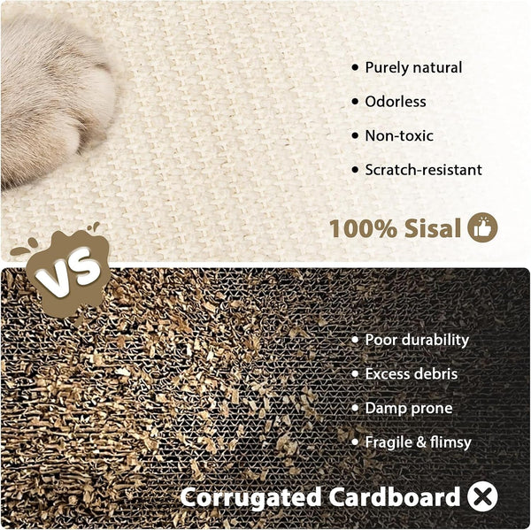 Cat Scratching Post with Sisal Mat and Wooden Base Indoor Scratcher | Stable Cat Scratch Furniture with Durable Sisal Post, Scratch Mat and Hanging Ball, Protects Furniture, Easy Assembly6