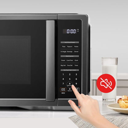 Countertop Microwave Oven, 0.9 Cu.Ft, 900W, Black Stainless Steel | 6 Auto Menus, Mute Function, Child Lock, 10.6 Inch Removable Turntable, for Dorm8