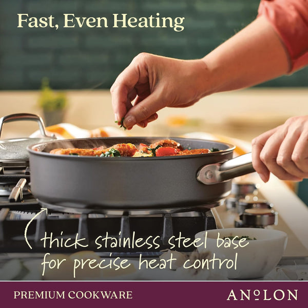 Accolade Forged Hard Anodized Nonstick Pots & Pans - Induction Cookware Set - 12 Piece - Moonstone Gray6