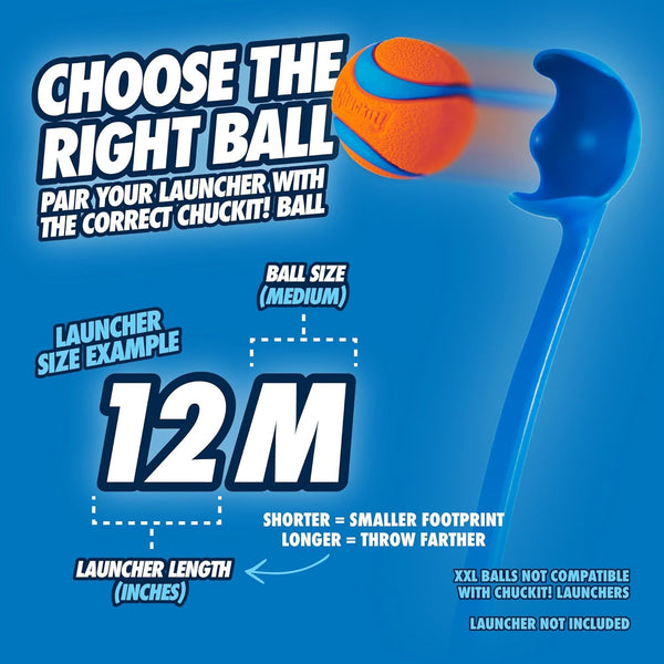 Chuckit! Dog Ball Launcher 12M Sport with 12" Handle Length for Medium 2.5" Dog Balls for Dogs 20-60 Lb, Plastic Pet Fetch Ball Thrower, Perfect for Kids, Made in USA, Blue6
