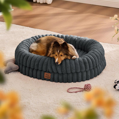 Chixnuggle Orthopedic Dog Bed, Washable Cover, Faux Fur Bolster Pet Couch | Waterproof,Egg Crate Foam,Non-Slip Bottom,For Small Medium Dogs,Dark Grey,30*24*7,Dog Sofa,Puppy Bed3