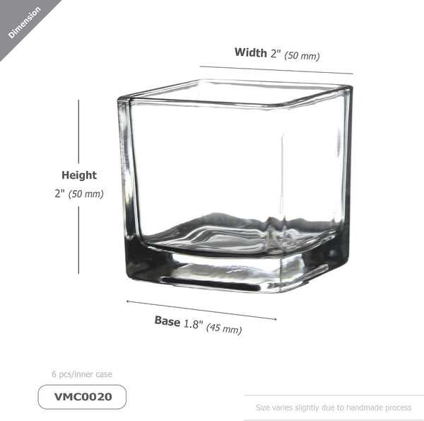 WGV 2 Inch Tea Light Votive Candle Holder, Clear, Square Cube 2”X2”, Small Tiny, Home Décor, Table Top, 1 Pc2