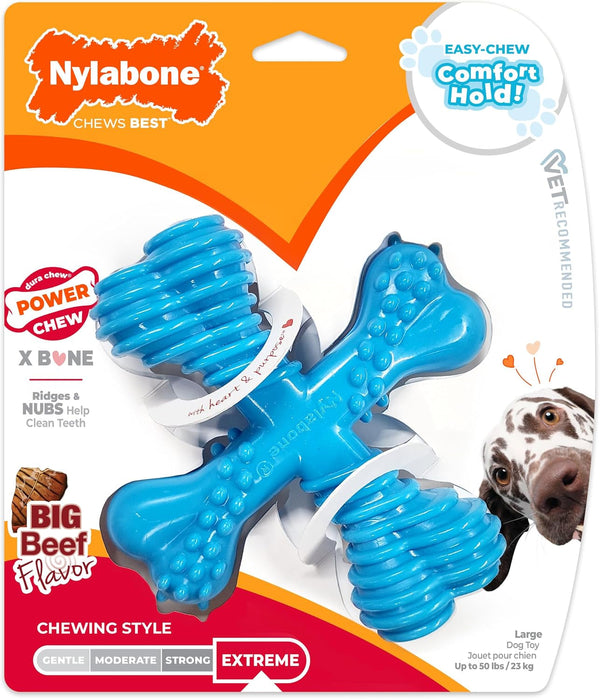 Nylabone Power Chew Comfort Hold X Bone Dog Chew Toy, Beef Flavor, Small | Small Breeds, Durable Dog Toys for Dogs up to 25 Lbs, Teeth-Cleaning Textures, Discourages Destructive Chewing, Long Lasting12