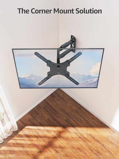 Full Motion TV Wall Mount for Most 26-60 Inch Tvs, Max VESA 400X400Mm Wall Mount TV Bracket with Swivel Tilting Extension Level Adjustment for LED LCD Flat Curved Tvs up to 77 LBS, MU00185