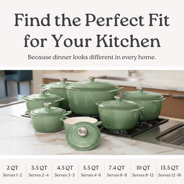 Signature Enameled Cast Iron Dutch Oven, Non-Stick Serving Pot with Tight Fitting Lid for Perfect Roasting, Baking, Sauteing, and Bread Making | 5.5Q (5.2L) - Indigo Blue8