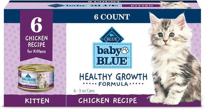 Blue Buffalo Baby Blue Natural Kitten Wet Cat Food, Healthy Growth Formula with DHA, Chicken Recipe Multi-Pack, 3-Oz. Cans (6 Count)1