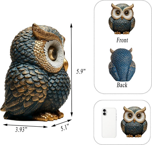 Owl Statue Home Decor, Owls Figurine for Bookshelf | Decorative Sculpture for Table, Bird Ornament for Desk, Ideal Decoration Gift for Birthday Christmas Anniversary5