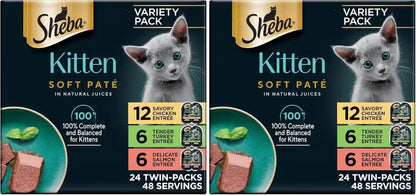 Sheba Perfect Portions Kitten Pate Wet Cat Food, Multipack, 2.6 Oz, 24 Ct | DHA for Brain Development, Vitamin E for Immunity, Real Meat, All Essential Amino Acids, Complete & Balanced, 48 Servings14