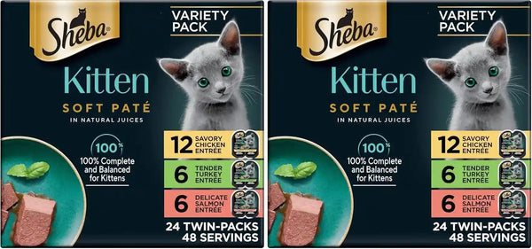 Sheba Perfect Portions Kitten Pate Wet Cat Food, Multipack, 2.6 Oz, 24 Ct | DHA for Brain Development, Vitamin E for Immunity, Real Meat, All Essential Amino Acids, Complete & Balanced, 48 Servings14