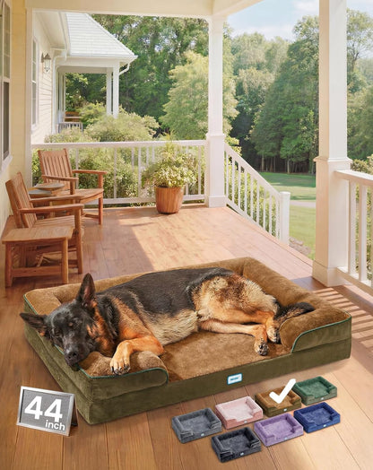 Ohgeni Orthopedic Extra Large Dog Bed Couch, Memory Foam, 44-Inch (Gray) | Waterproof Pet Bed with Machine-Washable Removable Cover & Soft Comfortable Fabric14