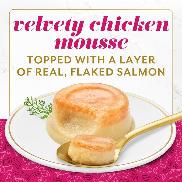 Purina Fancy Feast Layered Delights Chicken Mousse Topped with Flaked Salmon Gourmet Wet Cat Treats - 1.96 Oz. (Pack of 8)2