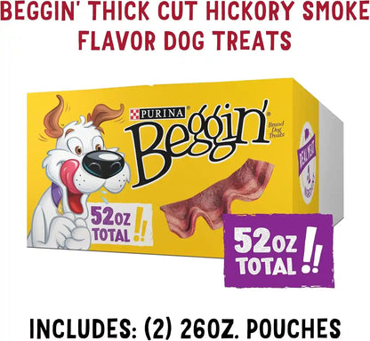 Purina Beggin' Strips Real Meat Dog Treats, Thick Cut Hickory Smoke Flavor - (Pack of 2) 26 Oz. Pouches8
