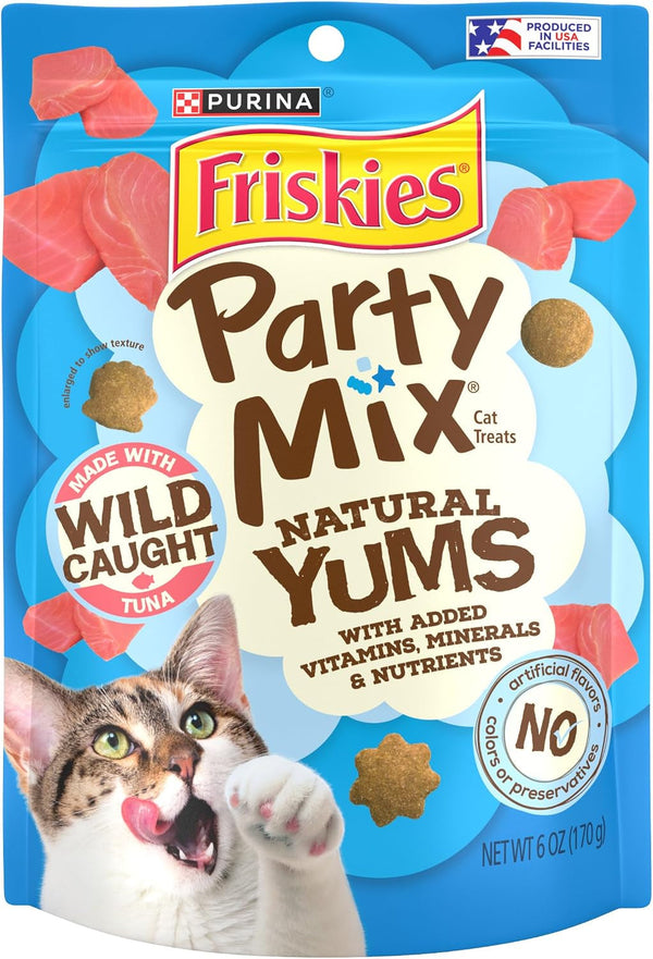 Purina Friskies Natural Cat Treats, Party Mix Natural Yums with Wild Caught Tuna and Added Vitamins, Minerals and Nutrients - 20 Oz. Canister14
