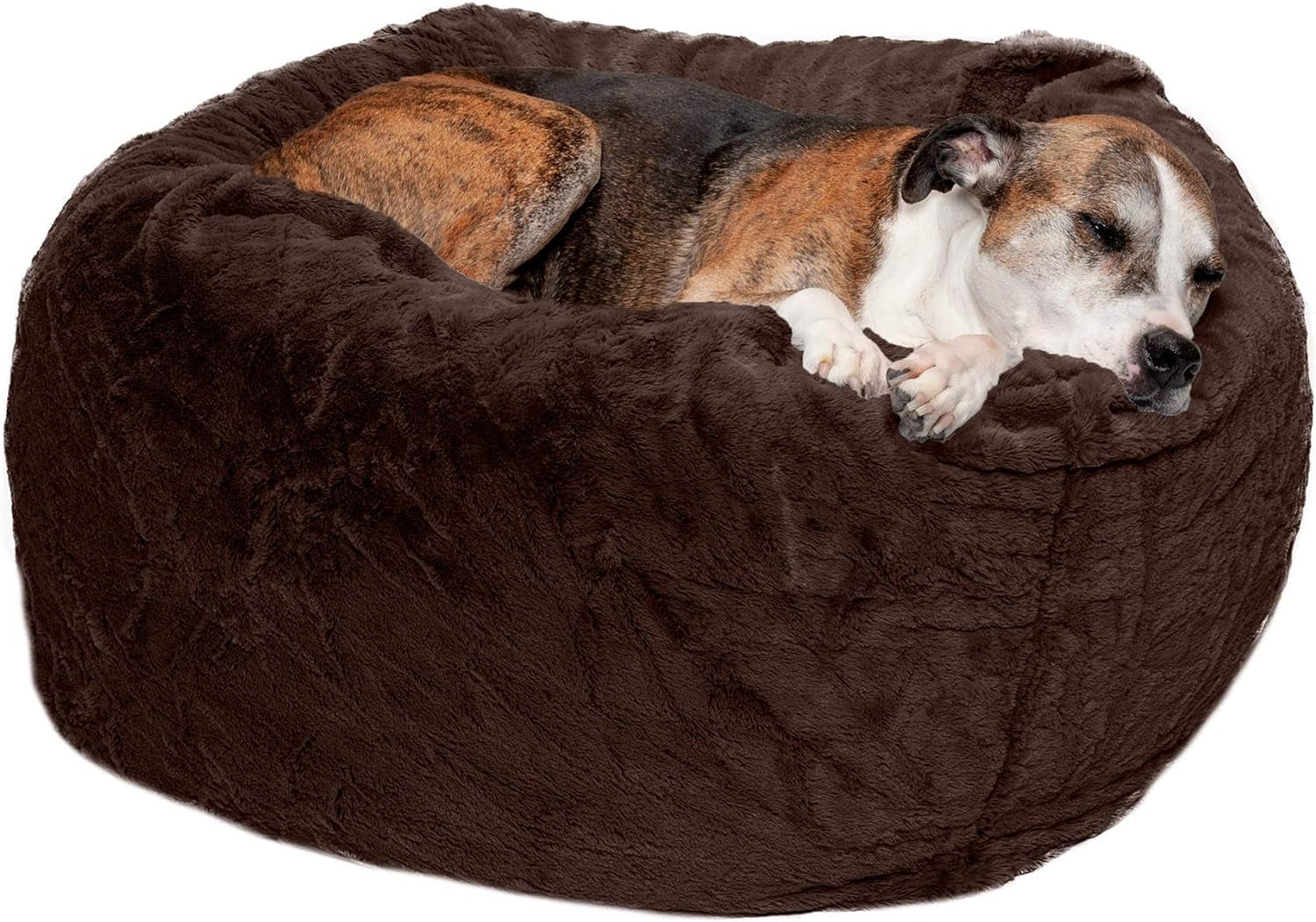furhaven-soft-cozy-dog-bed-for-medium-small-dogs-refillable-w-removable-washable-cover-liner-for-dogs-up-to-35-lbs-plush-faux-fur-bean-bag-style-ball-bed-espresso-medium