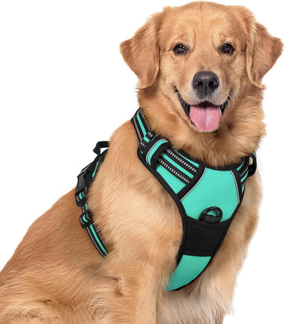 Rabbitgoo Dog Harness, No Pull for Large Dogs with 2 Leash Clips, Pet Vest | No Choke with Handle, Adjustable Soft Padded, Reflective, Easy Control for Walking, Black, Large25